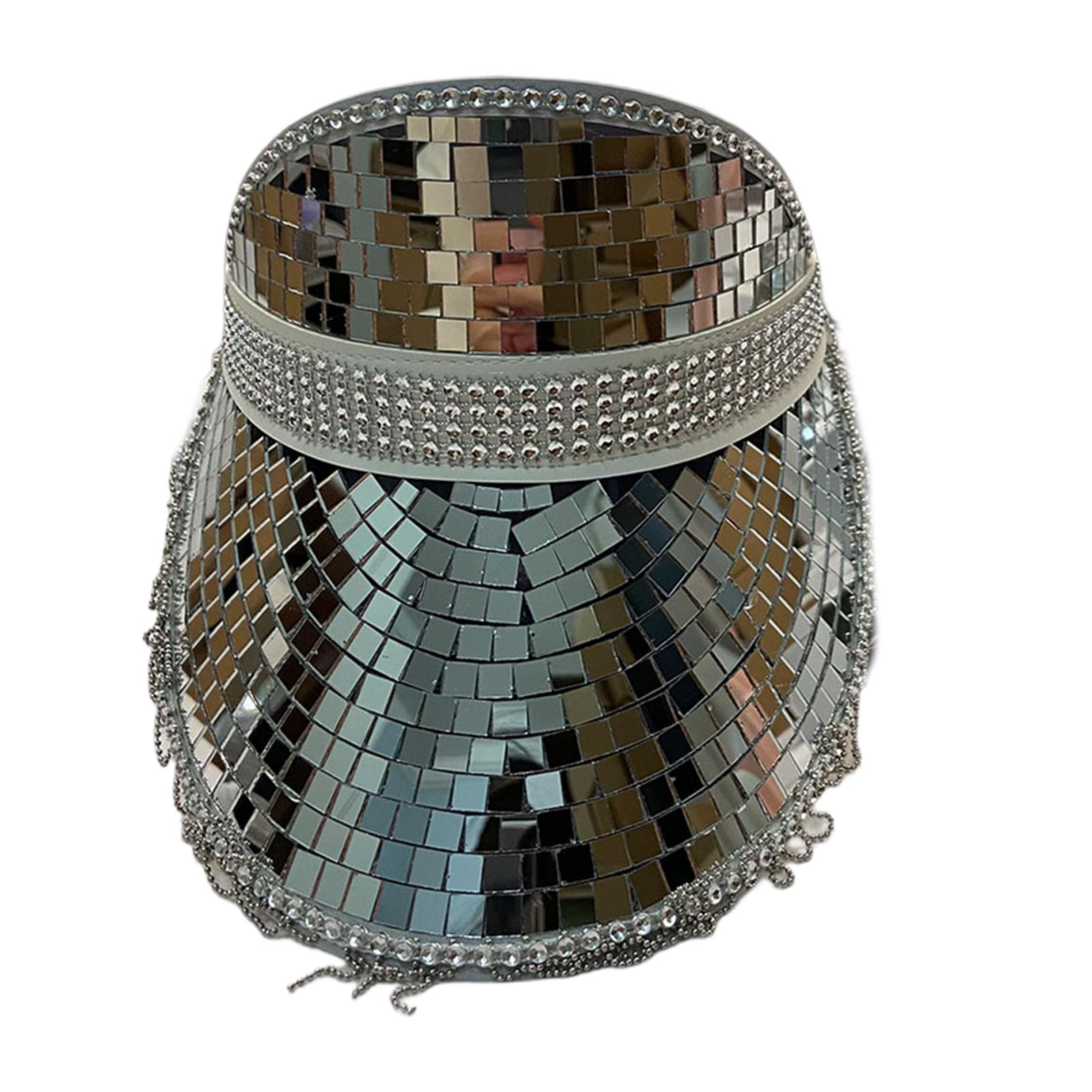 

Sparkly Mirrored Visor Hat Reflective Disco Ball for Bachelorette Party Visor Hat All-match for Club Stage Bar серебряный