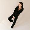 2 Pieces of Women's Outfit Fall Winter Women's Tracksuit Crystal Hoodies and Pant Sets Y2K Velvet Tracksuit