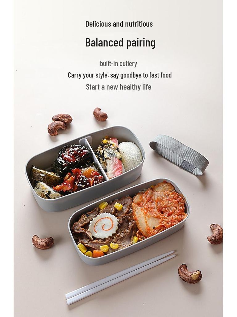 Dual-Layer Kids Lunch Box - Food-Grade, Microwave & Fridge Safe, Compartmented Plastic Bento.