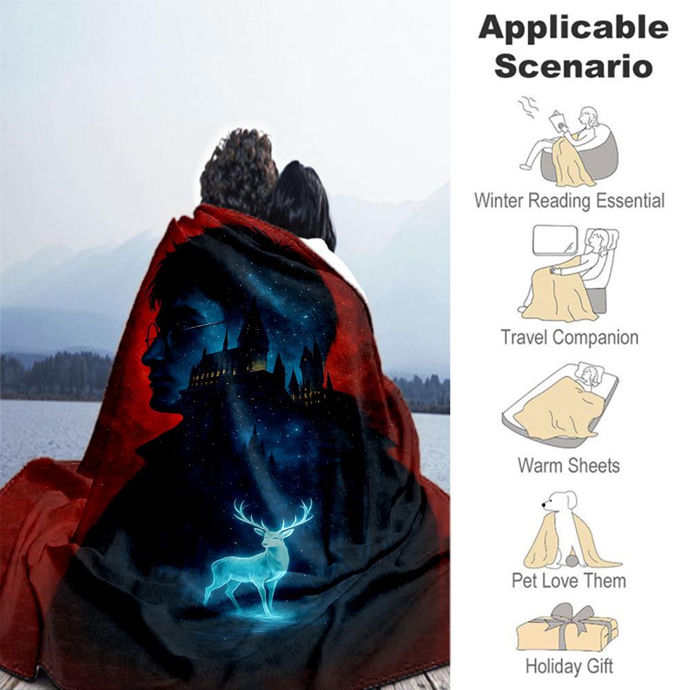 1pc Harry Potter,Hogwarts,Patronus Outdoor Flannel Throw Blanket All Season Soft Warmth,Home Decor 1031176