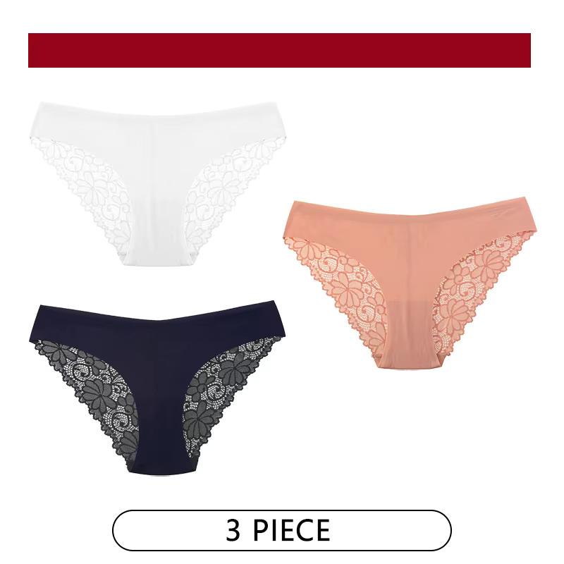 

3 шт./лот сексуальные кружевные женские трусики однотонные сетчатые дышащие трусы ледяной шелковый атлас мягкое нижнее белье с низкой посадкой XL