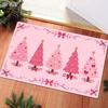 2D FLAT Pink Christmas Tree Bow Doormat, Non-Slip Durable Flannel Mat with 1.02 Cm Sponge Thickness, Machine Washable, Star Glitter Decorative Pattern
