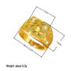 Japanese-Korean Simple Square Carved Flower Gold-Plated Copper Ring for Men - Wedding Celebration Jewelry