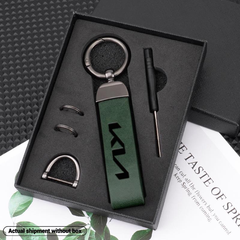 ISFR5 New Metal Leather Car Keyring Keychain Anti-Loss Key Ring For KIA Ceed Sportage Rio Proceed K5 Optima Sedona Forte Cerato Venga