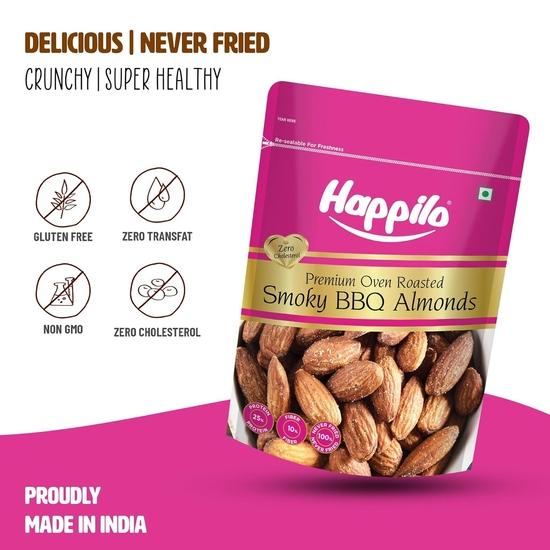 Happilo Barbeque Californian Almonds 200g, Super Healthy Crunchy Nuts, Non Fried, High Protein Dry Fruit