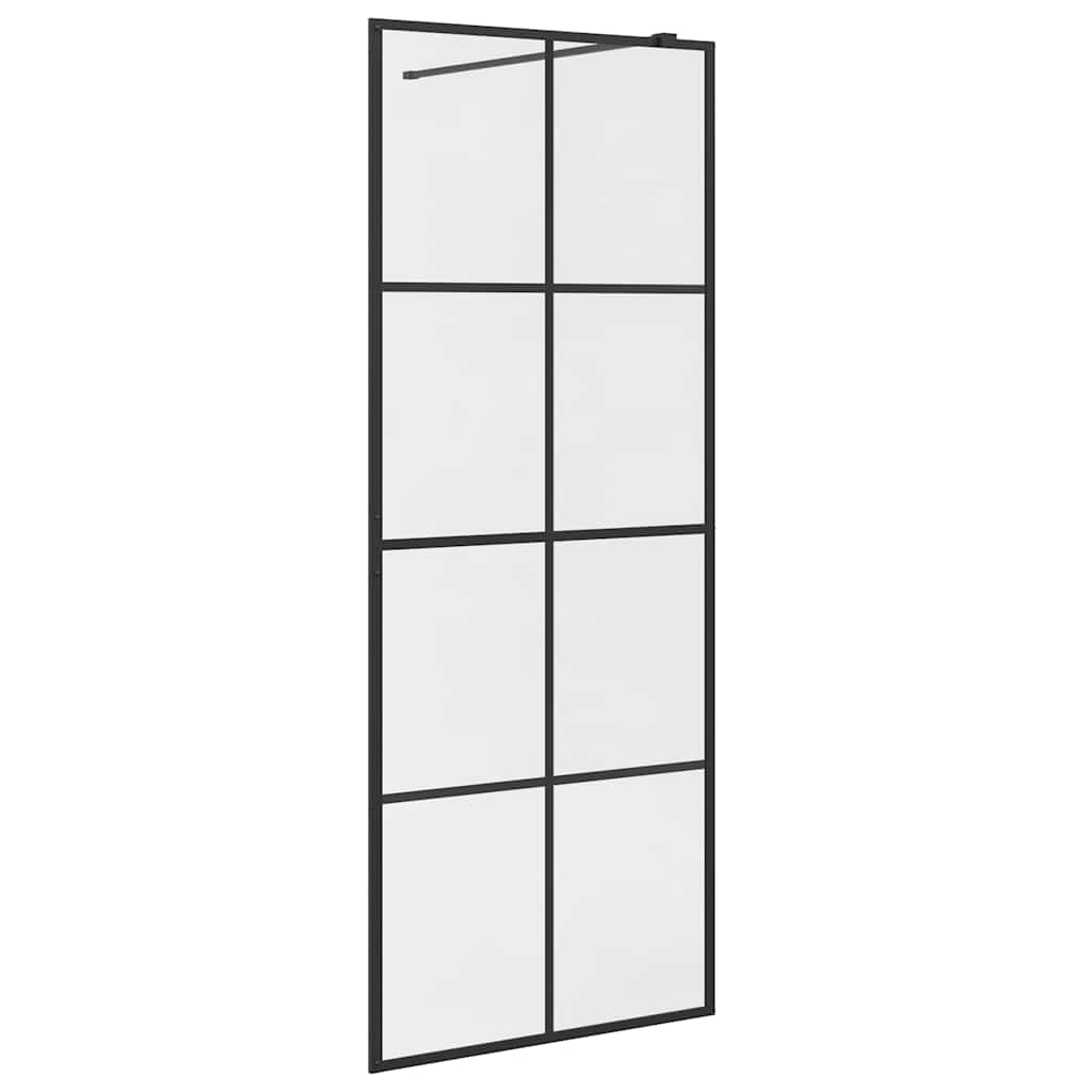 Vidaxl Shower Wall, Transparent ESG Glass, 80X195 Cm, Black