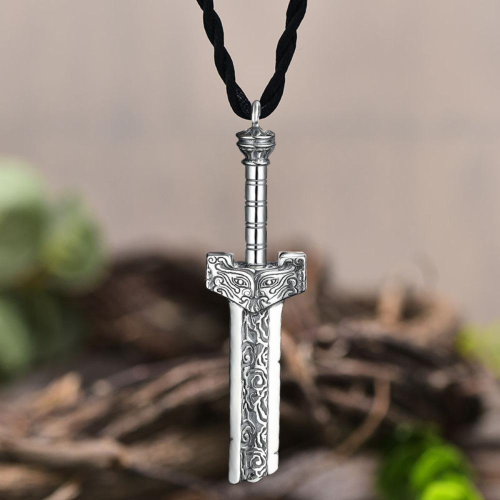 JMXD-Remnant Sword Pendant Men's Retro Necklace Prayer Silver Pendant Personality Domineering, Gift