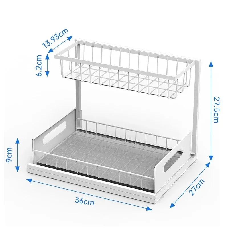 2 Tier Under Sink Organizers and Storage with Sliding Drawer Multi-Purpose Kitchen Bathroom Storage Rack Organization Spice Rack