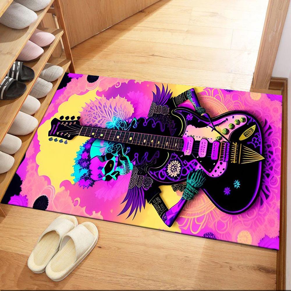 Golden Skull Artwork Floor Mats for Living Room, Bedroom and Room Decoration Are Suitable for Gifts.