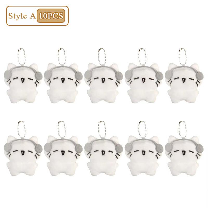 1-20PCS Cute Headphones Kitten Couple Keychain Mini Crying Cat Doll Plush Keyring Cartoon Bag Pendant Charms Party Favours