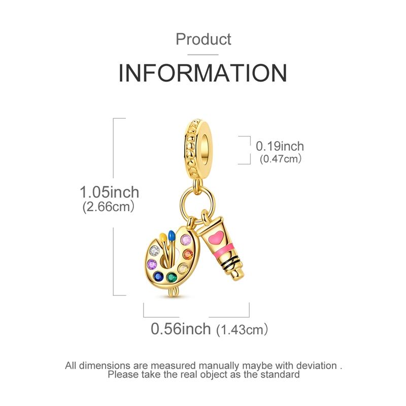 Copper Gold Color Palette Pendant Charms Jewellery Fit Original Bracelet Necklace For Women Diy Gift