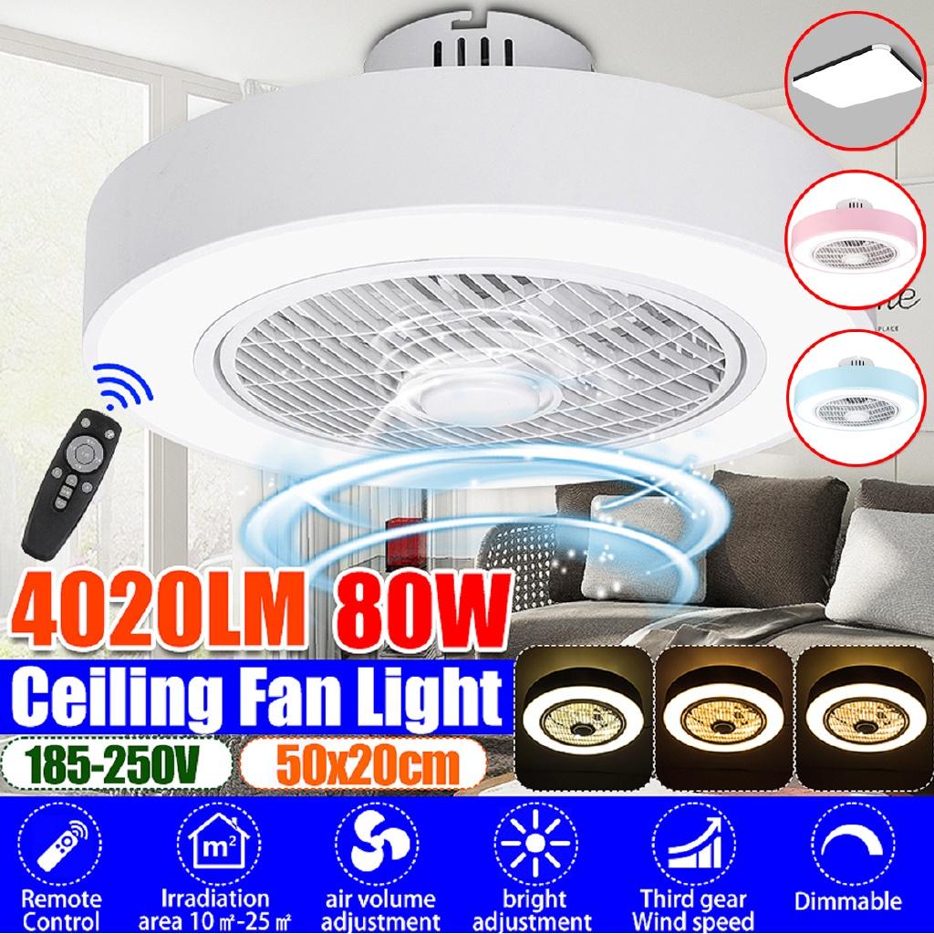 

80 Вт Акриловый светильник Потолочный вентилятор Лампа Пульт дистанционного управления Трехцветное диммирование Потолочный вентилятор Бытовой свет Декоративный свет