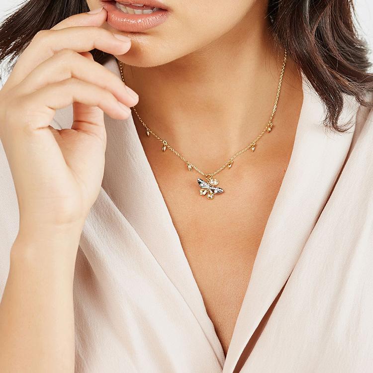 Swarovski Magnetic Colorful Design Mixed Layer Necklace Women Necklace Gold 5416786