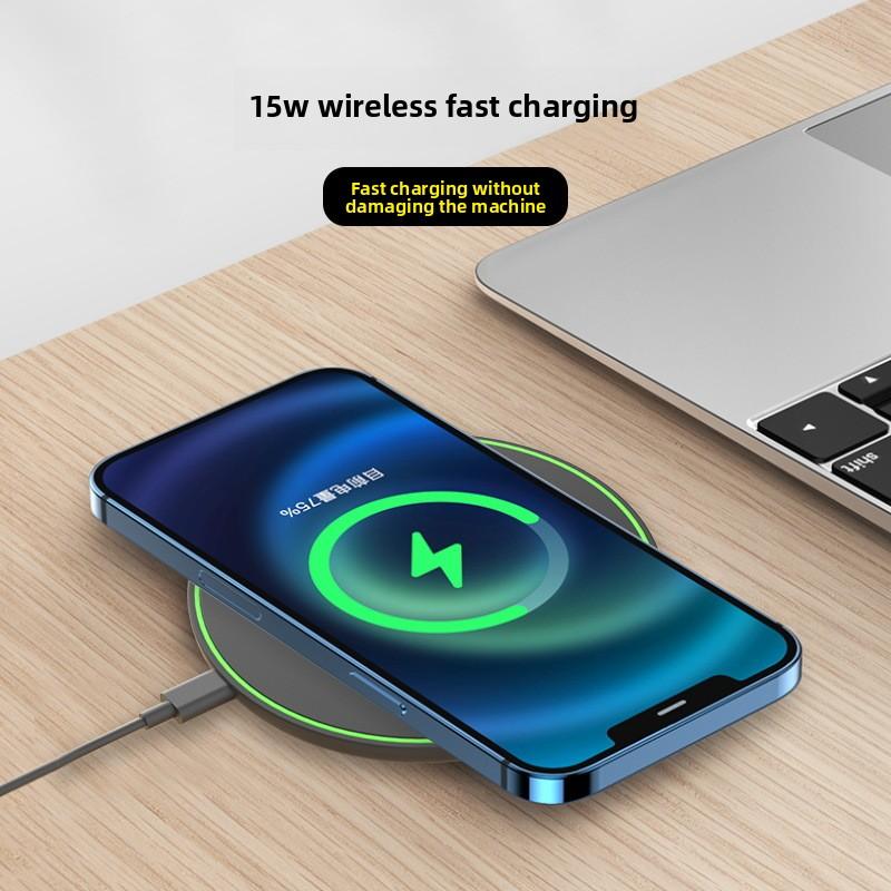 Ultra-thin Round 15W Induction Fast Wireless Phone Charging Pad Fast Charging Universal Countertop Wireless Charger Pad Gifts