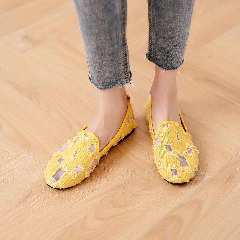 

Мода 2024 года, осень, новые цветные туфли с круглым носком и неглубоким вырезом на плоской подошве, модные туфли для отдыха на открытом воздухе, повседневные шоппинг-прогулки, женские мокасины 36 жёлтый