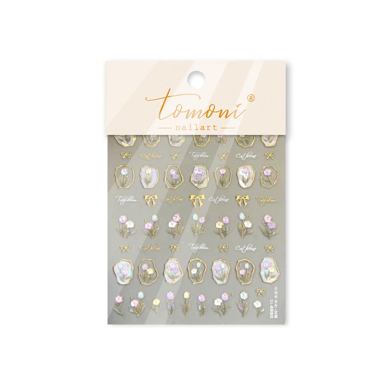 

Tomoni Hot Stamping Gold Frame Tulip Nail Art Stickers - Popular Japanese Stationery Design
