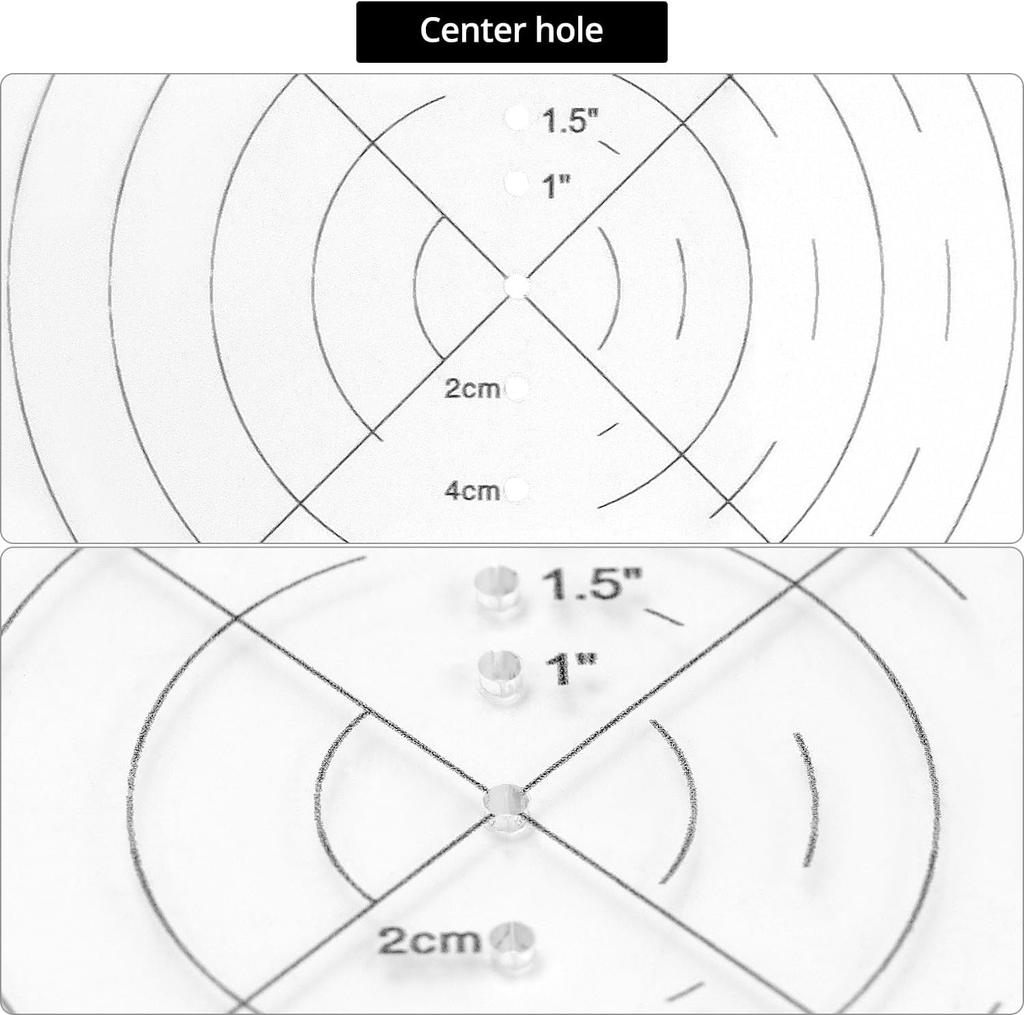 10inch Round Center Finder Compass with Clear Acrylic for Precise Circle Marking On Irregular Surfaces Crafting Sewing Tools
