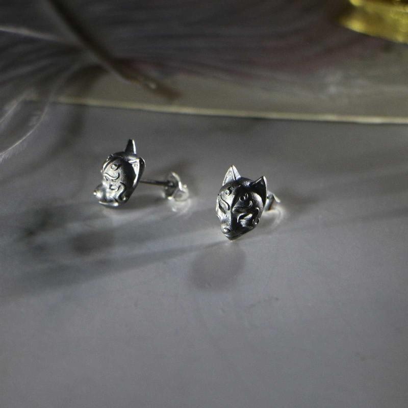 Biker Punk Schmuck Persönlichkeit Silberbeschichtet Gotischer Gehörnter Dämon Baby Ohrstecker Teufel Totenkopf Ohrstecker für Männer Frauen