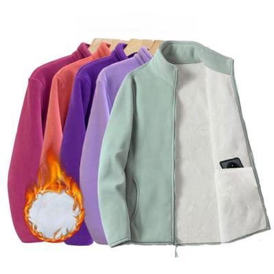 Chaqueta de forro polar de cordero para mujer, abrigo de forro polar para otoño e invierno, cárdigan térmico grueso de forro polar