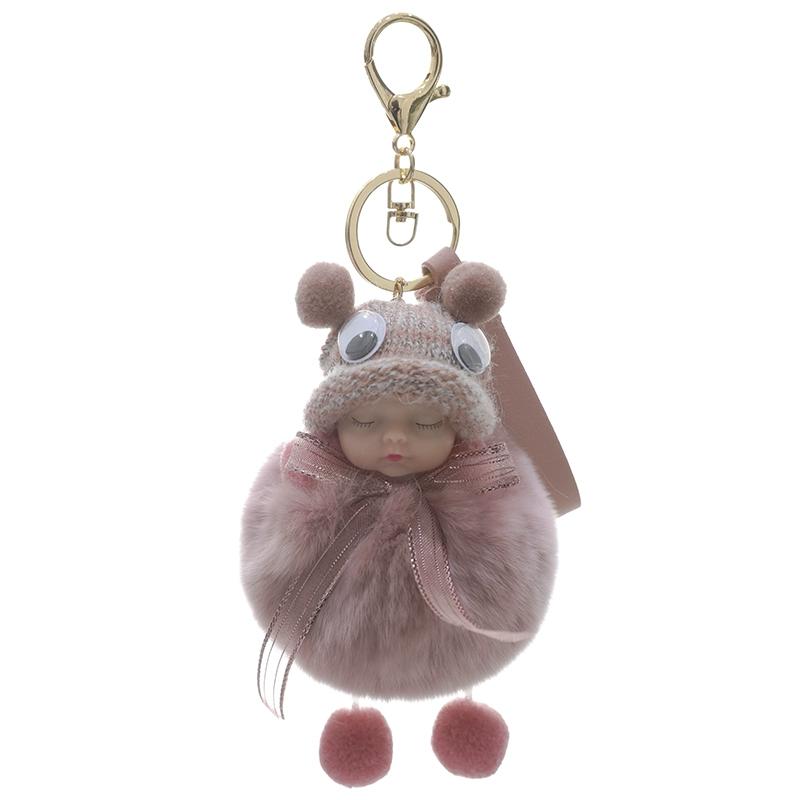 Sleep Doll Car Keychain Internet Celebrity Cute Plush Pendant Doll Key Chain Hairball Bag Pendant Lady