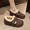 Metal Buckle Snow Boots Winter New Round Toe Deep Mouth Wool Warm Short Cotton Shoes
