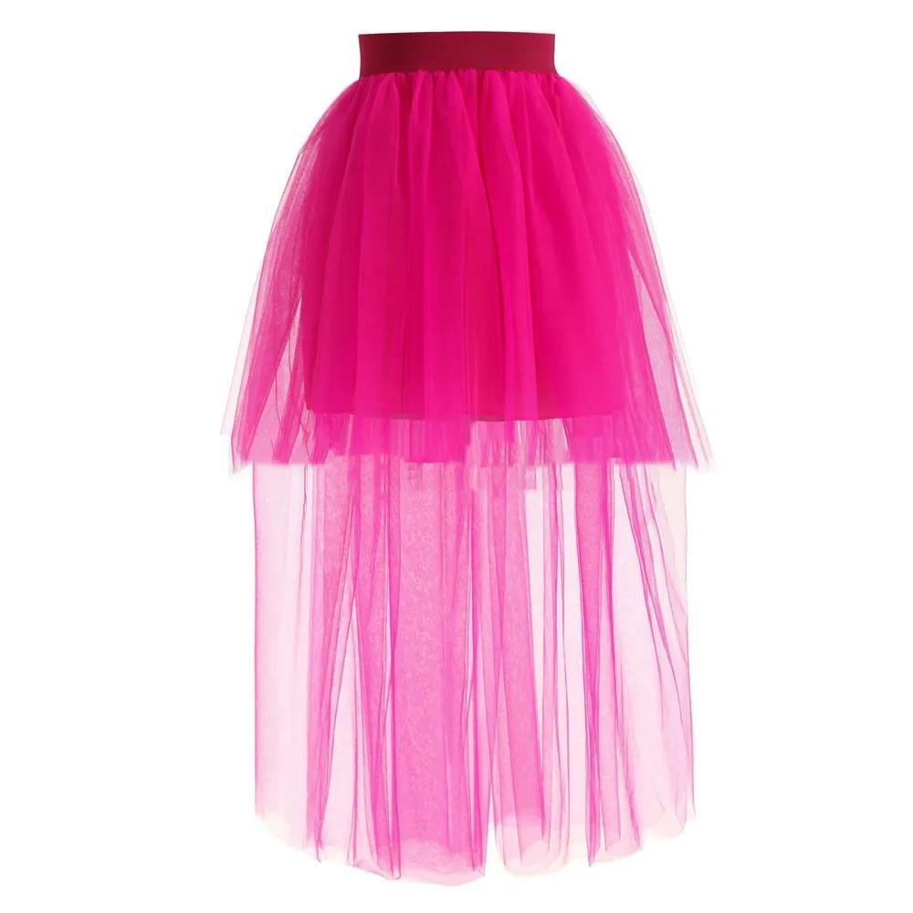 

Swallowtail Skirt, Tulle Skirt, Sexy High-low Puffy Skirt One Size горячий розовый