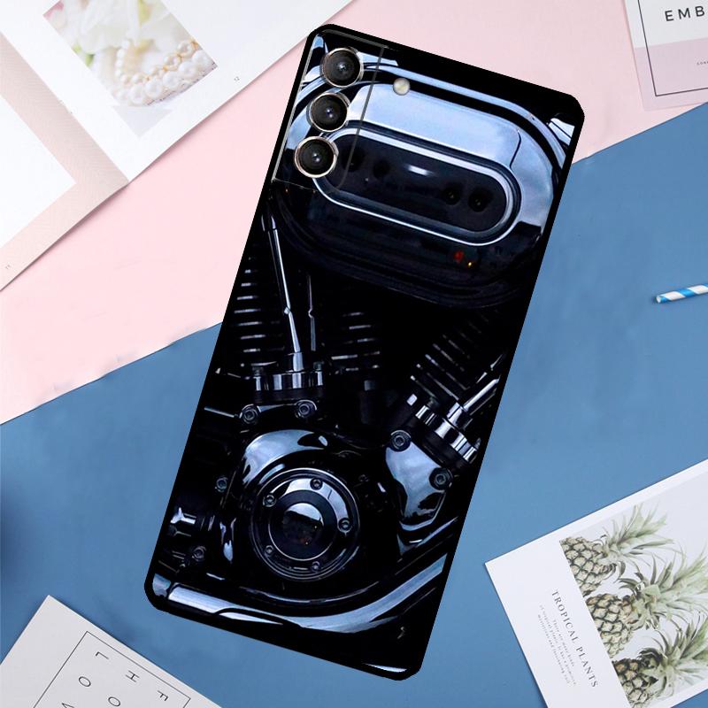 

Motor Engine Motorcycle Case For Samsung Galaxy S24 Ultra S20 S21 S22 S23 S25 Ultra S9 S10 Plus S25 FE Back Cover Galaxy S10