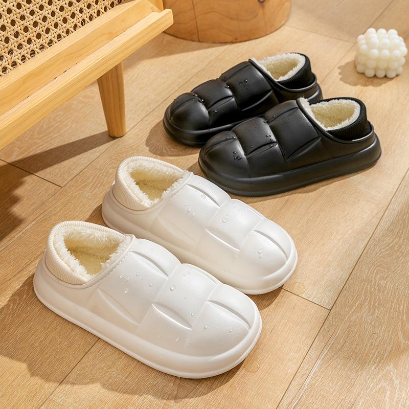 Waterproof Cotton Slippers Autumn and Winter 2025 New Indoor Home Non-slip Wool Bag Heel Cotton Shoes