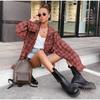 Casual Plaid Shirt Woman Loose 2026 Spring Autumn Lapel Buttons Women's Blouse Full Sleeve Cozy Vintage Tops Female Streetwear