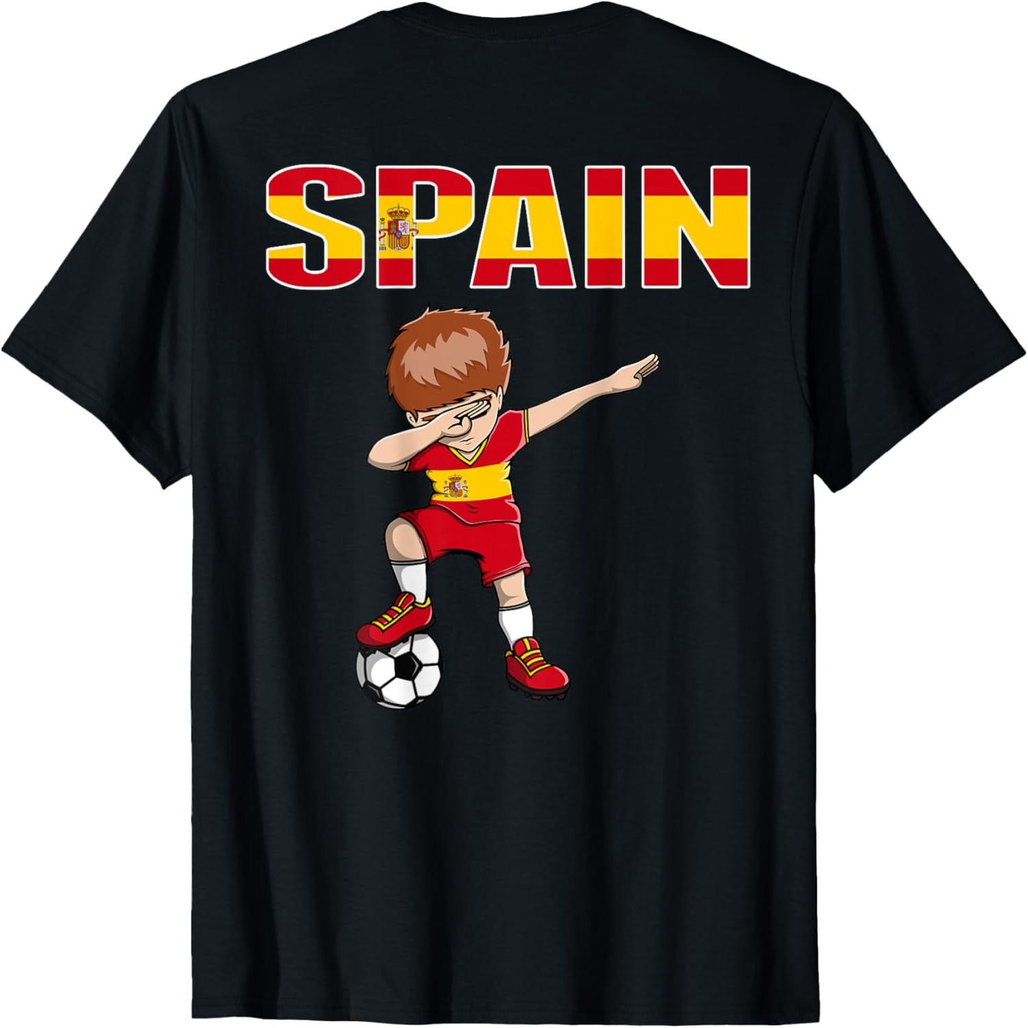 Dabbing Soccer Boy Spain Soccer Fans Jersey Spanish Football T-Shirt S