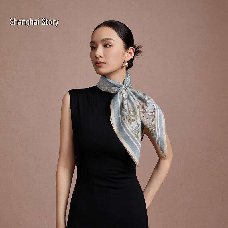 Shanghai Story 100% Mulberry Silk Square Scarf 65x65cm