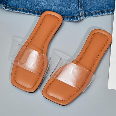Summer Transparent Flat Slippers For Women  New PVC Beach Slippers Women Sandals Ladies Soft Light Outdoor Shoes Size 36-43
