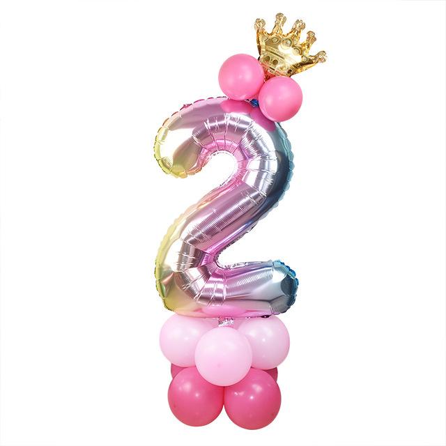 Rainbow Gradient 32-Inch Number Foil Balloon for Birthday or Wedding Party Decorations