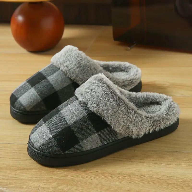 Winter Plush Men Slippers Plus Size Women for Man Furry Shoes