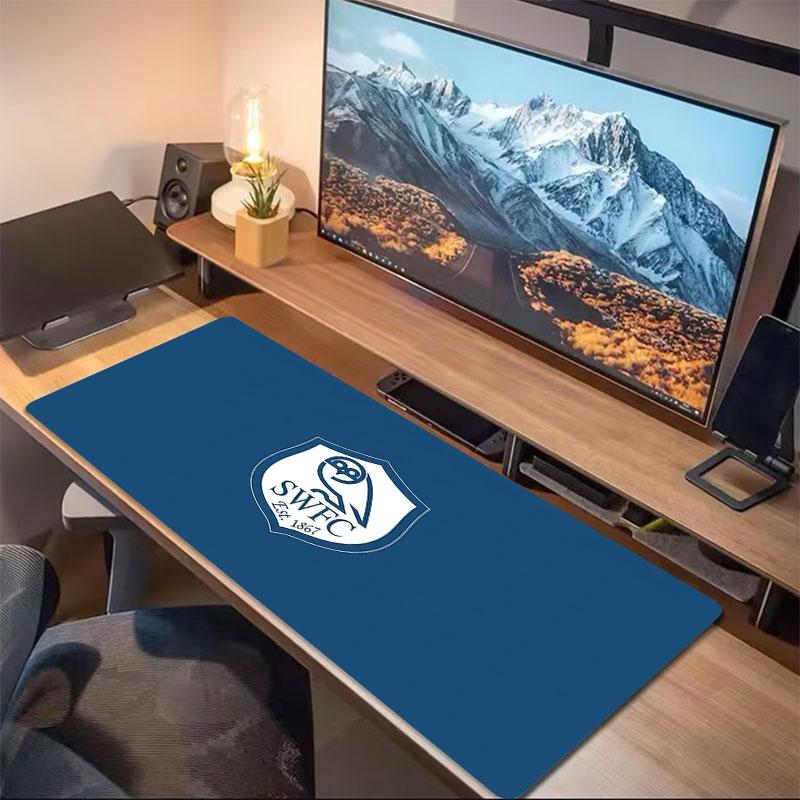 Blue White Owl Crest Large Size Mouse Pad Large Gaming Table Cushion Nonslip Laptop Tablet Big Mousepad Xxl Mat Mini Pc Playmat With Lock Edge