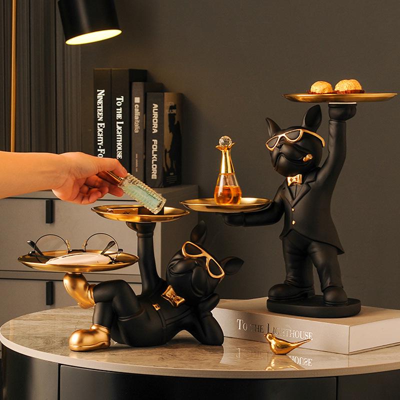 Luxurious Bulldog Key Holder and Storage Tray for Entryway Decor