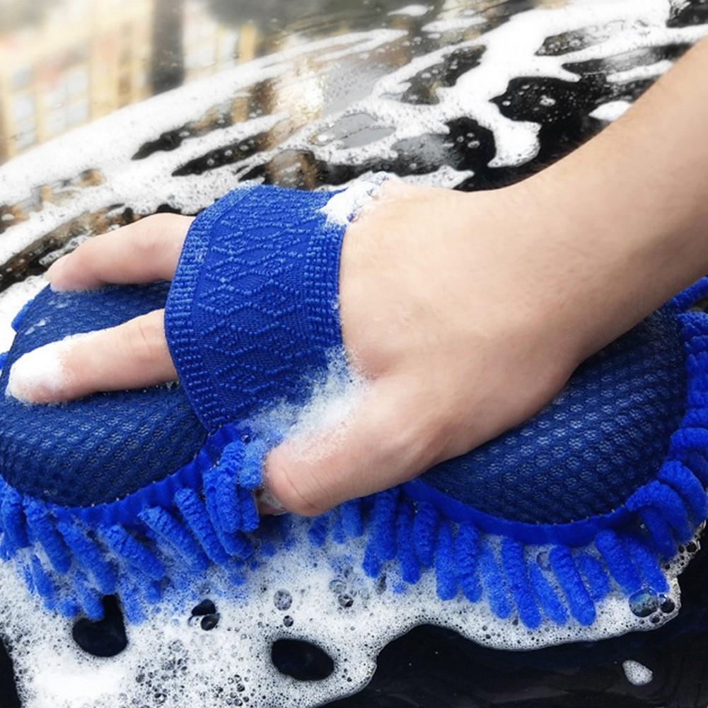Sponge Blue Brush Pad Car Wash Chenille Cleaning Tool