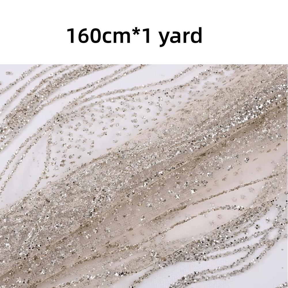 Fashion 160cm*1 Yard Sequin Texture Mesh Fabric Shiny Wear-Resistant Glitter Net Yarn DIY Lace Sparkle Tulle Banquet Decoration