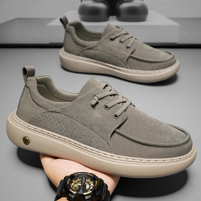 Mens Canvas Shoes 2025 Summer New Comfortable Loose Versatile Tooling Shoes Platform Height Increase Casual Sneakers Men