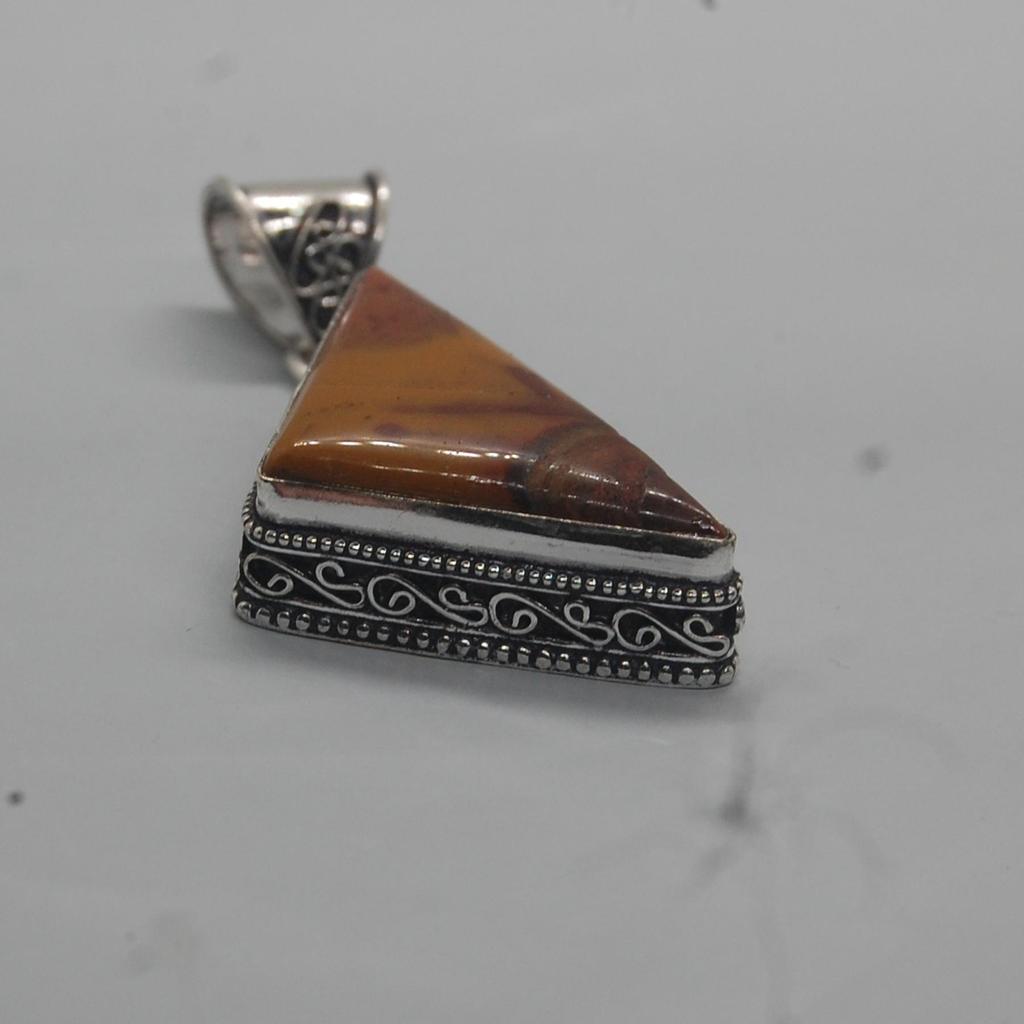 Tringle Shape Brown Simbirsite 925 Sterling Silver Pendant Jewelry, Handmade Boho Style Pendant