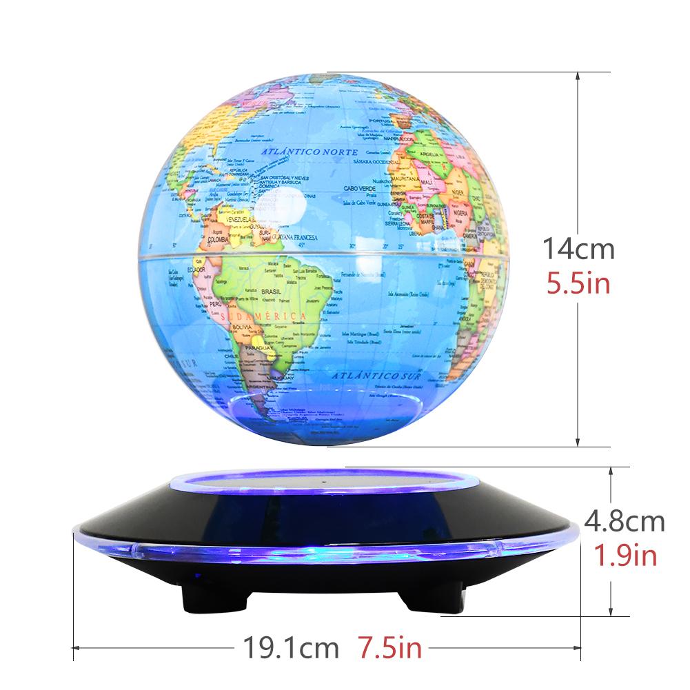 140mm Spanish Language Magnetic Levitating Globe Earth World Map Globe Floating Globe Geography Education Home Office Decor