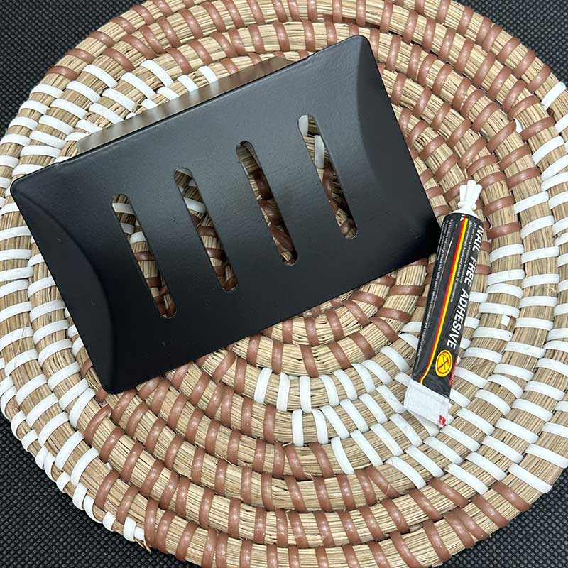 1PC Black Carbon Steel Soap Box Wall Mount Storage Rack with Drainage, Anti-Rust Bathroom Organizer