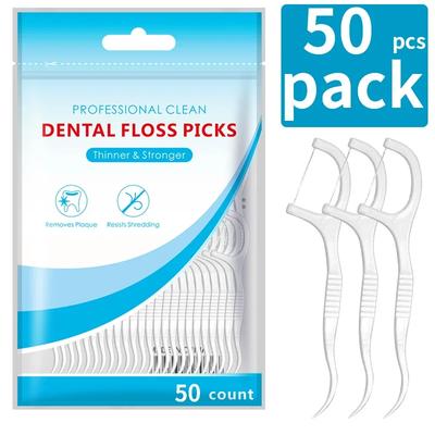50-600pcs Floss Family Pack Ultra-fine Toothpick Disposable Flat Floss Portable Portable Flossing Double Head Use Oral Hygiene
