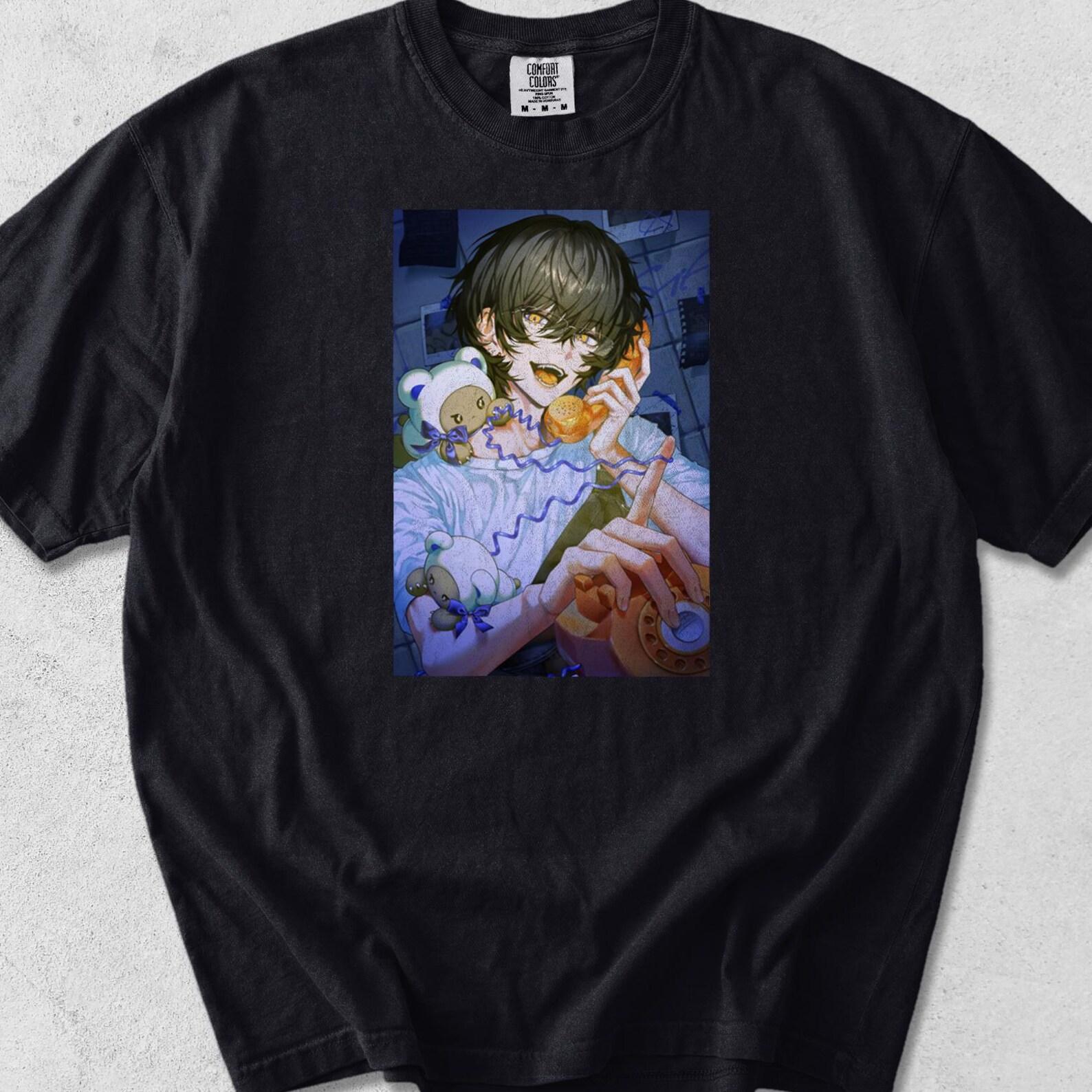 Anime Boy Teddy Bear Shirt, Dark Manga Graphic Tee, Otaku Streetwear Apparel XL