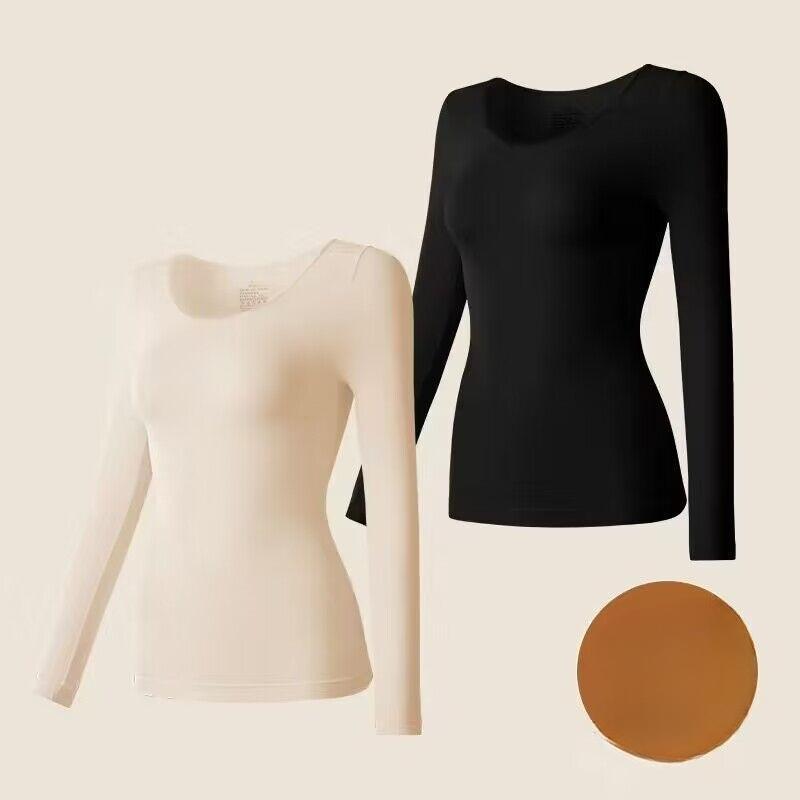2er Pack Damen Thermo-Unterwäsche - Nahtlose spurenlose Unterhemden, Leichte warme Basisschicht geeignet für Herbst und Winter