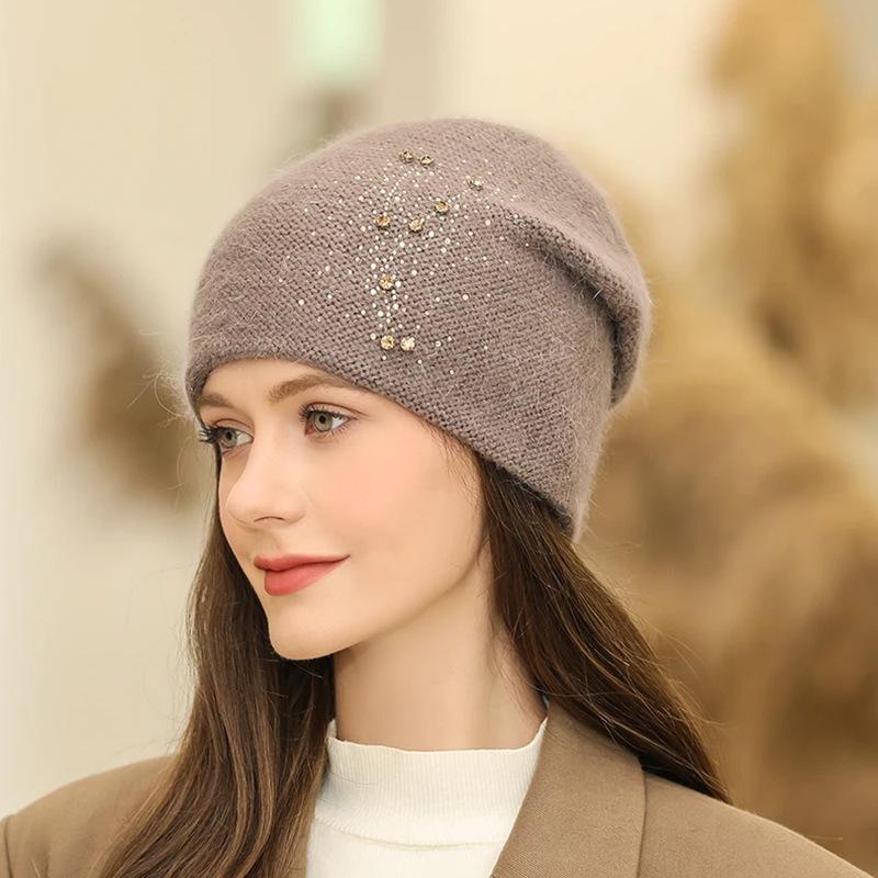 Warm Hat Women's Knitted Wool Hat Ear Protection Warm Winter Windproof Fashion Pullover Hat