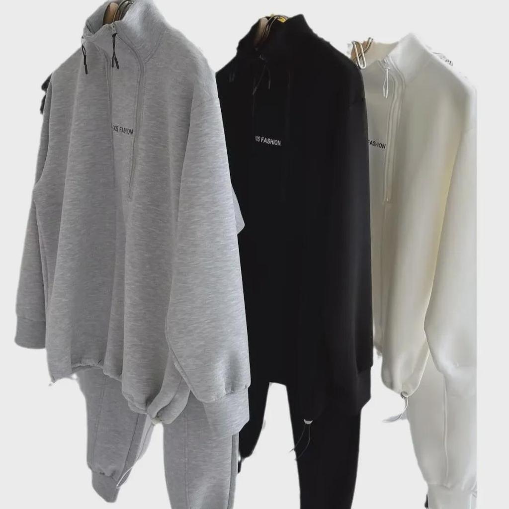 Pánská trendy nadměrná ležérní sportovní tepláková souprava s dvojitým zipem - Jaro/Podzim