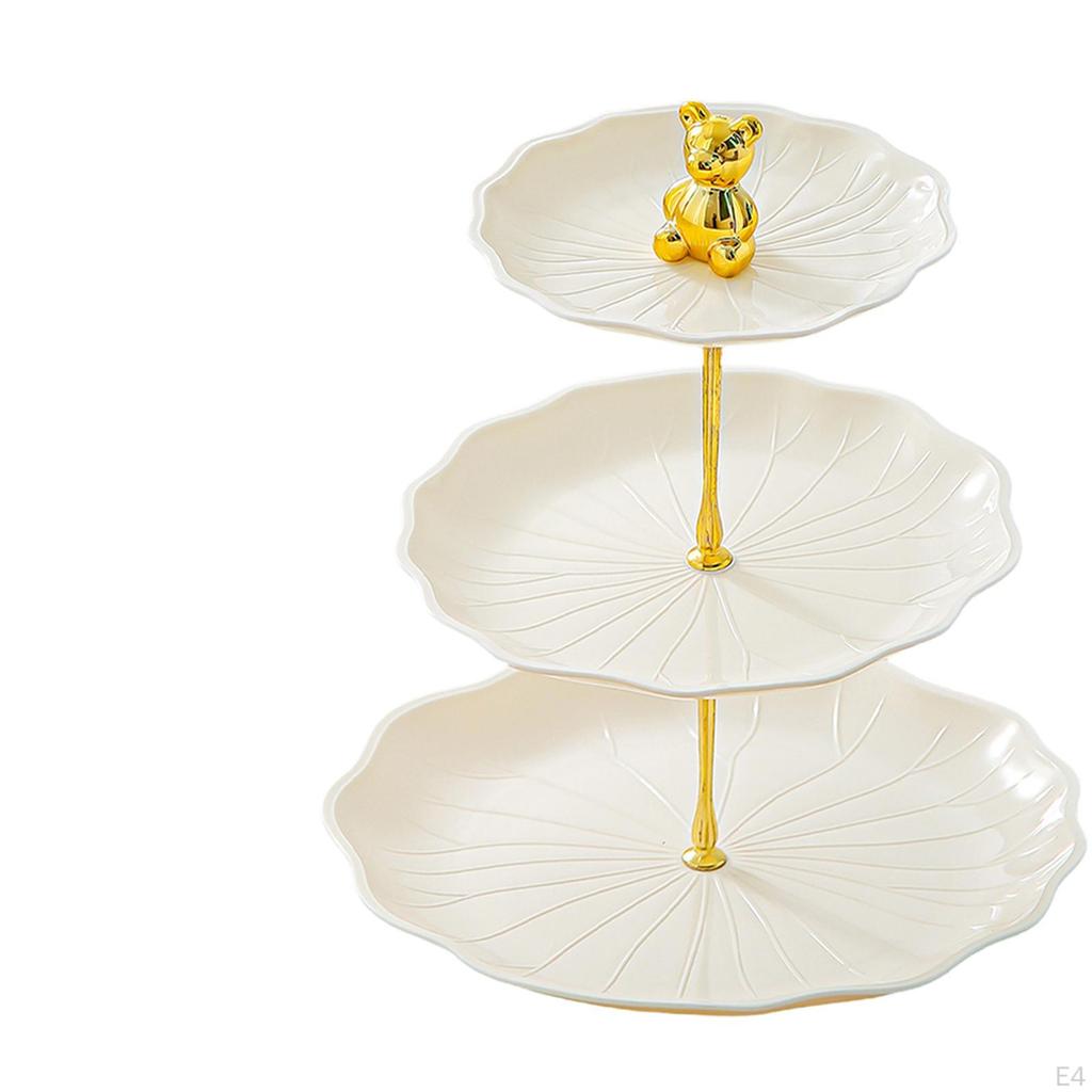 Dessert Cupcake Display Stand 3 Tier Table Centerpiece Pastry Serving Tray with Metal Rod for Tea