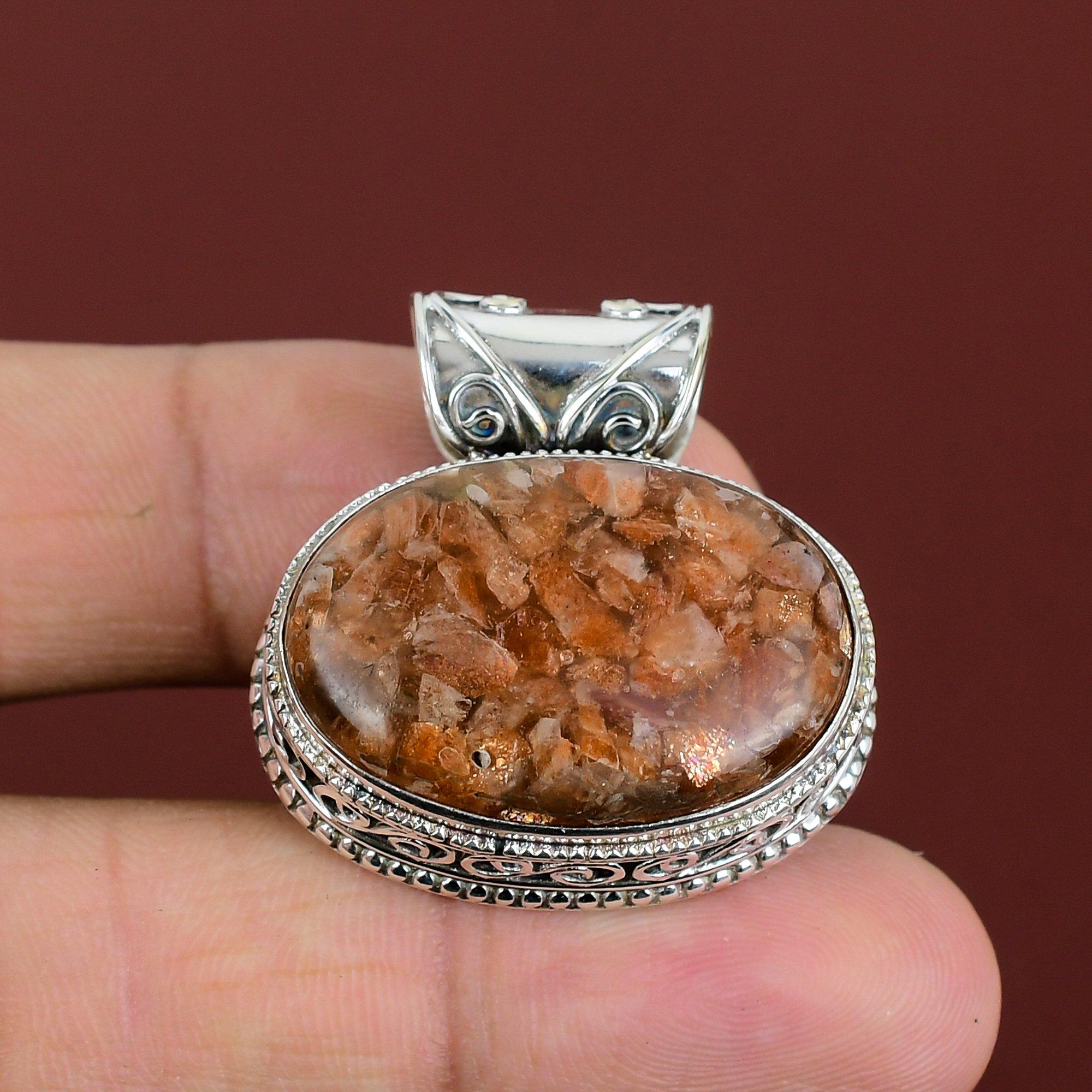 Sunstone Pendant Handmade Vintage Pendant Gemstone Jewelry 925 Sterling Silver Pendant Natural Sunstone Jewelry Gifts For Her Unique Jewelry