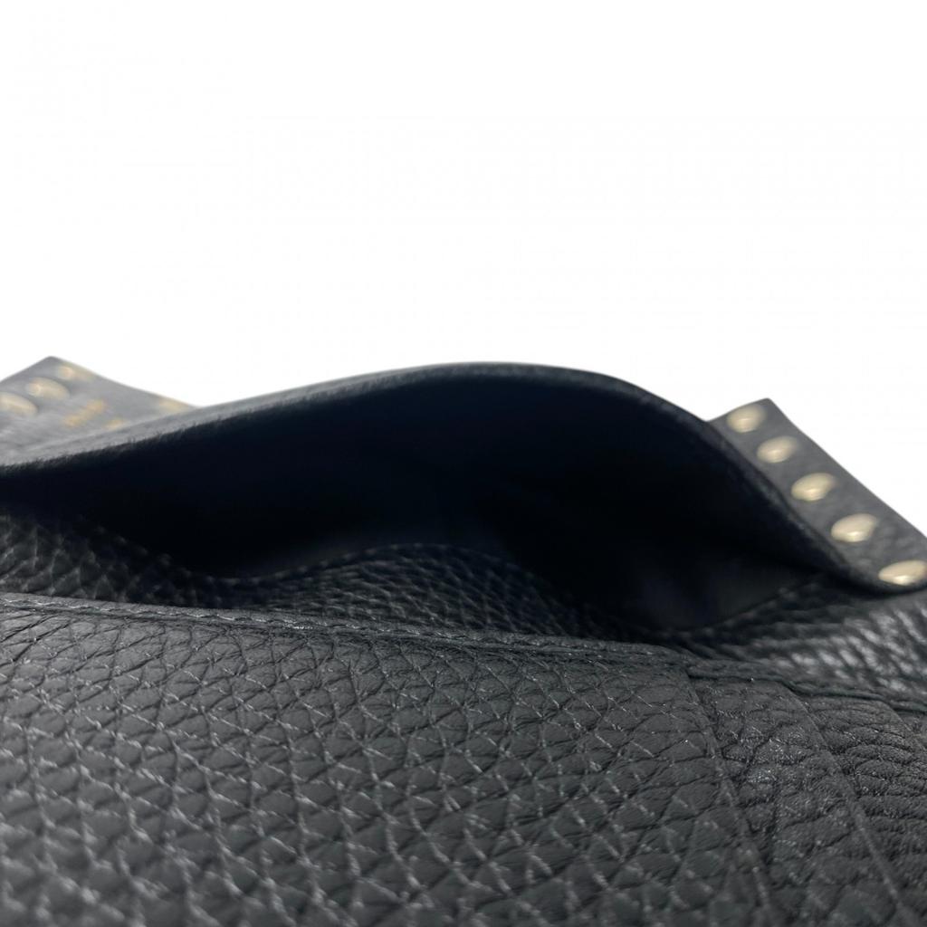 Carteira Bifold Valentino Garavani usada couro preto/dourado Mulher